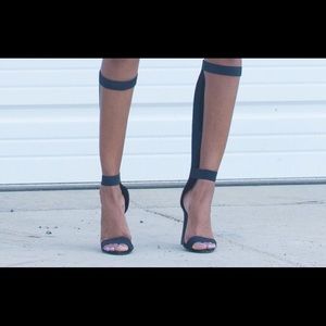 Black Three Strap Heels